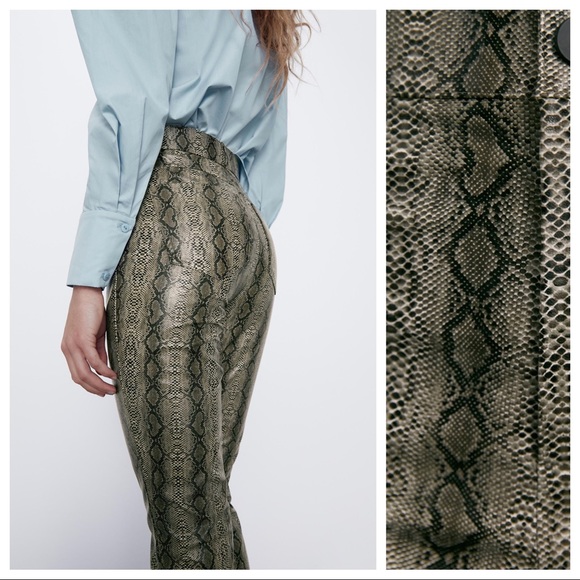 NWT. Zara SnakeSkin Print Flare Trousers. Size XS. - Picture 3 of 10